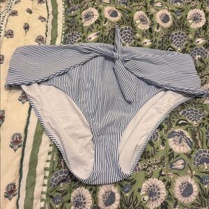 NWT Tie High-Rise Bikini Bottom Seersucker